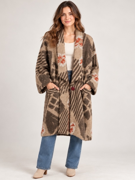 SPANNER Sweaters - Vintage Spanner Mohair Wool Blend Long Cardigan Women’s L OBO